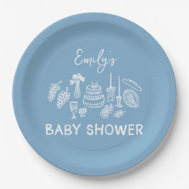 Blue Coquette Moderne Babydusche Pappteller
