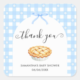 Blue Coquette Pie Baby Shower Thank You Quadratischer Aufkleber