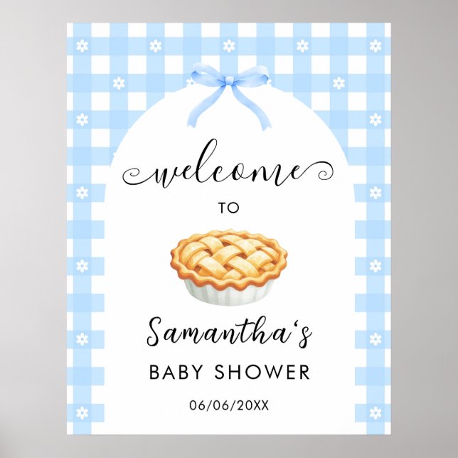Blue Coquette Pie Baby Shower Welcome Poster (Vorne)