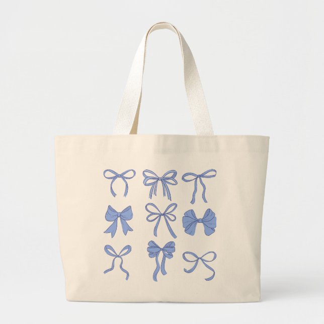 Blue Coquette Ribbons Tote Bag Jumbo Stoffbeutel (Vorne)