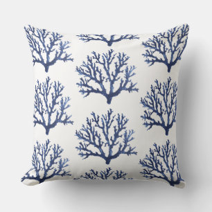 Blue Coral Accent Pillow   Kissen mit Kastenwirbel