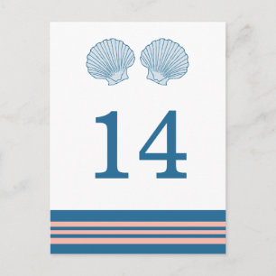 Blue Coral Nautical Seashells Table Postcard Postkarte