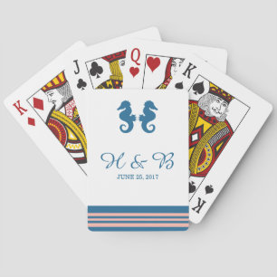 Blue Coral Nautical Seepferd Playing Cards Spielkarten