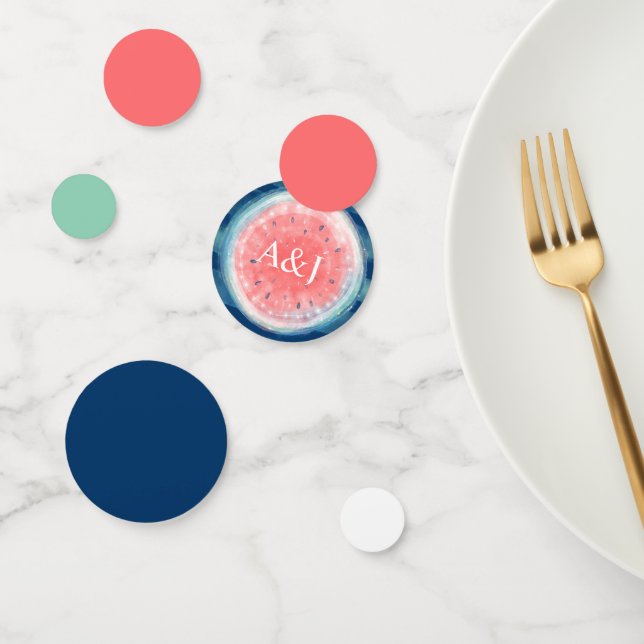 Blue Coral Pink Rustic Wedding Watermelon Konfetti (Gruppe)