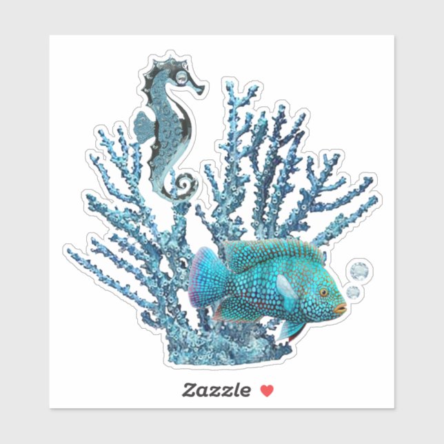 Blue Coral Reef Sticker (Blatt)