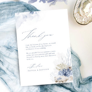 Blue Coral & Seashells Strand Thema Vielen Dank Dankeskarte