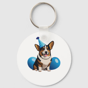 Blue Corgi Birthday Classic T - Shirt Schlüsselanhänger