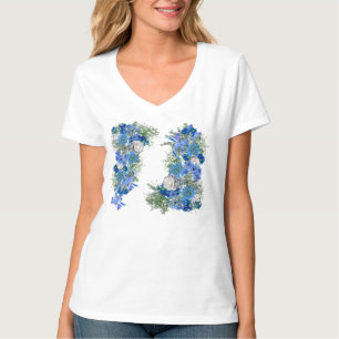 Blue Corn Blume & White Roses Wedding T-Shirt