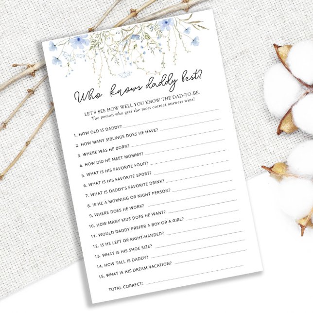 Blue Cornflower Baby Shower kennt Daddy Best (Von Creator hochgeladen)