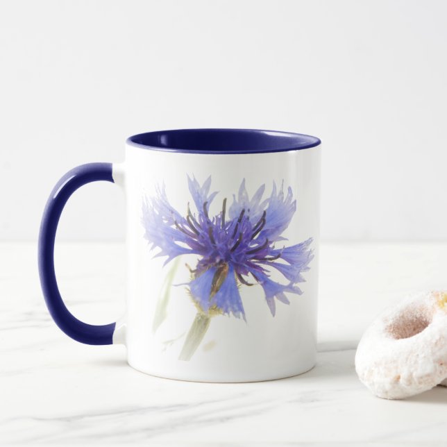 Blue Cornflower Tasse mit blauem Interieur (Mit Donut)