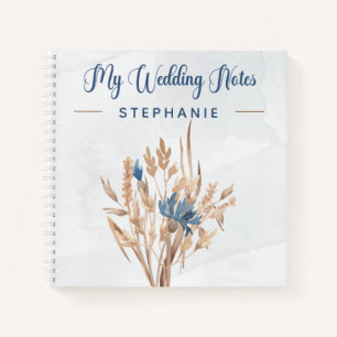 Blue Cornflowers & Wheat Field Bride's Notebook Notizbuch