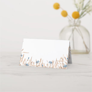 Blue Cornflowers Wheat Wedding Platzkarte