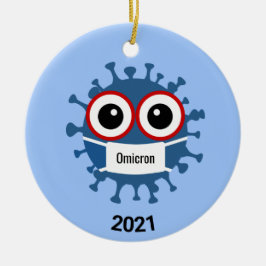 Blue Coronavirus Covid-19 Omicron Variantenornamen Keramik Ornament