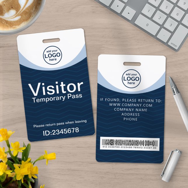 Blue Corporate Visitor Pass ID Barcode mit benutze Ausweis (Von Creator hochgeladen)
