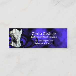 Blue Corset Goth Business Card Mini Visitenkarte