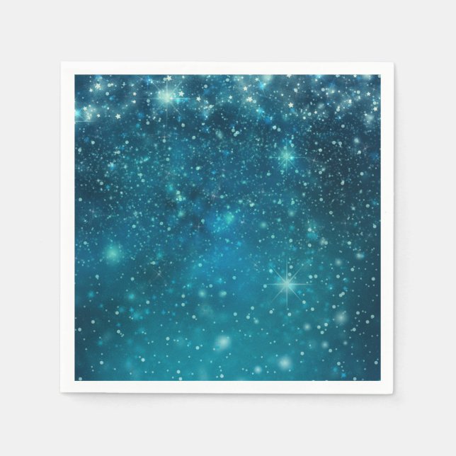 Blue Cosmic Spacey Starry Sky Serviette (Vorderseite)