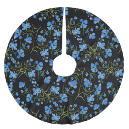Blue Cosmos Flowers Polyester Weihnachtsbaumdecke