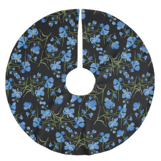 Blue Cosmos Flowers Polyester Weihnachtsbaumdecke
