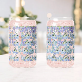Blue Cottage Garden Glass Cup: Romantic Floral Dosenglas