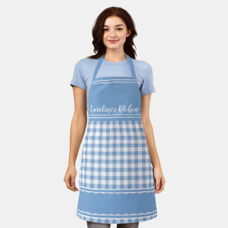 Blue Country Gingham Deco Bauernhof Personalisiert Schürze