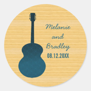 Blue Country Gitarre Hochzeitsticker Runder Aufkleber