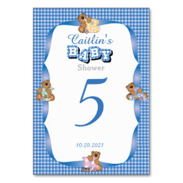 Blue Country Kariert mit Baby Bears Tischnummern