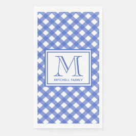 Blue Country Style Gingham Pattern Mit Monogramm Serviette