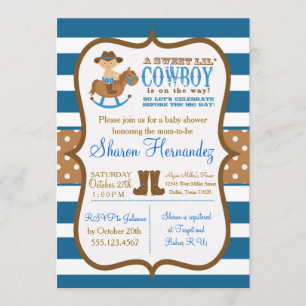 Blue Cowboy Baby Boy Dusche Einladung gestrichen