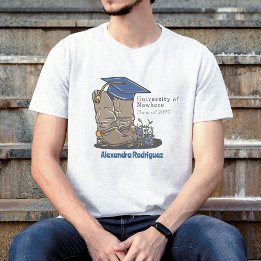 Blue Cowboy Boot Graduation Cap & Blume T - Shirt