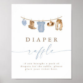 Blue Cowboy Clothesline Diaper Raffle Poster