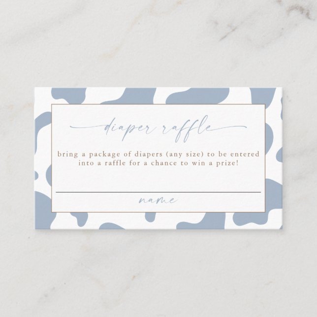 Blue Cowboy Cow Print Diaper Raffle Ticket (Vorderseite)