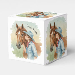 Blue Cowboy Kissing a Horse Birthday Party Geschenkschachtel