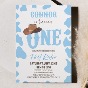 Blue Cowboy ONE First Rodeo 1. Geburtstagsfeier Einladung