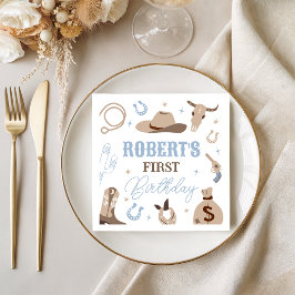 Blue Cowboy Western Birthday Napkins Serviette