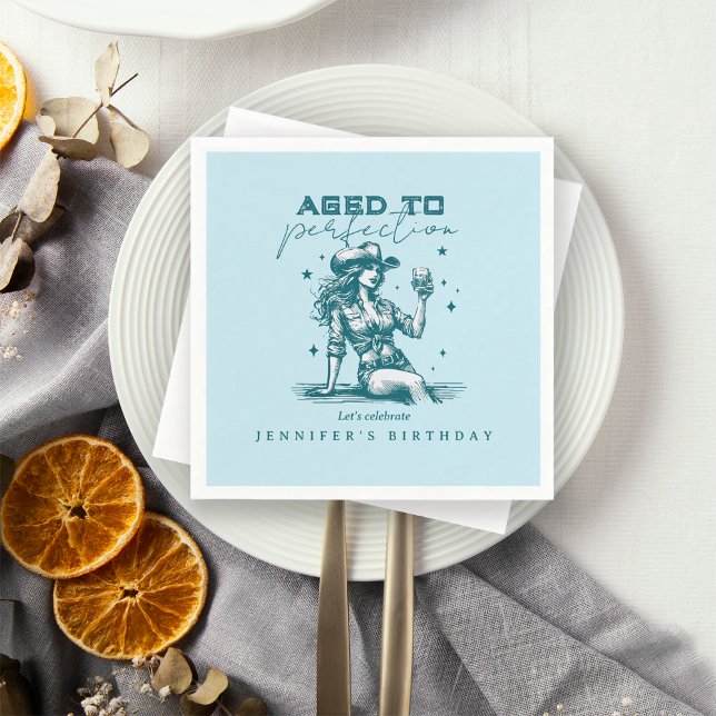 Blue Cowgirl Aged to Perfection Birthday Party  Serviette (Von Creator hochgeladen)