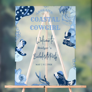Blue Cowgirl Bachelorette Empfang Party Acrylschild