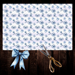 Blue Cowgirl Toile Chinoiserie on Lila Stripes Seidenpapier