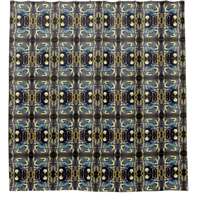 Blue Crab Abstrakt Duschvorhang (Vorderseite)