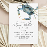 Blue Crab Aquarell Willkommen beim Shore Dinner