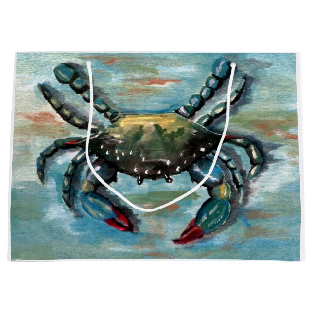 Blue Crab auf Blue Große Geschenktüte (Vorderseite)