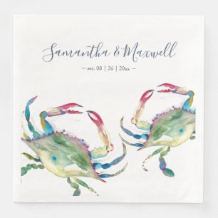 Blue Crab Beach Hochzeit Personalisiert Na Serviette