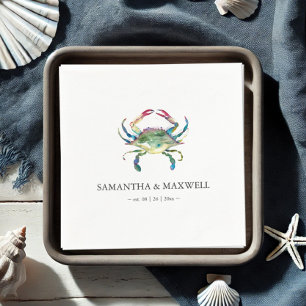Blue Crab Beach Hochzeit Personalisiert Serviette