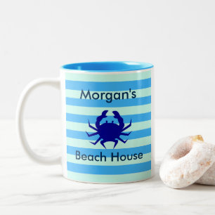 Blue Crab Beach House Personalisierte Kaffee Tasse