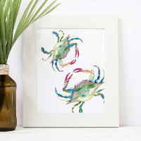 Blue Crab Beach House Watercolor