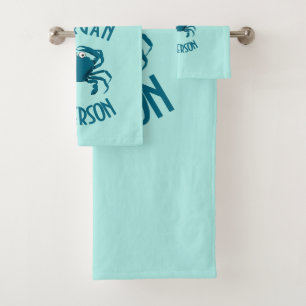 Blue Crab Beach Thema Badehandtuch Set Geschenk