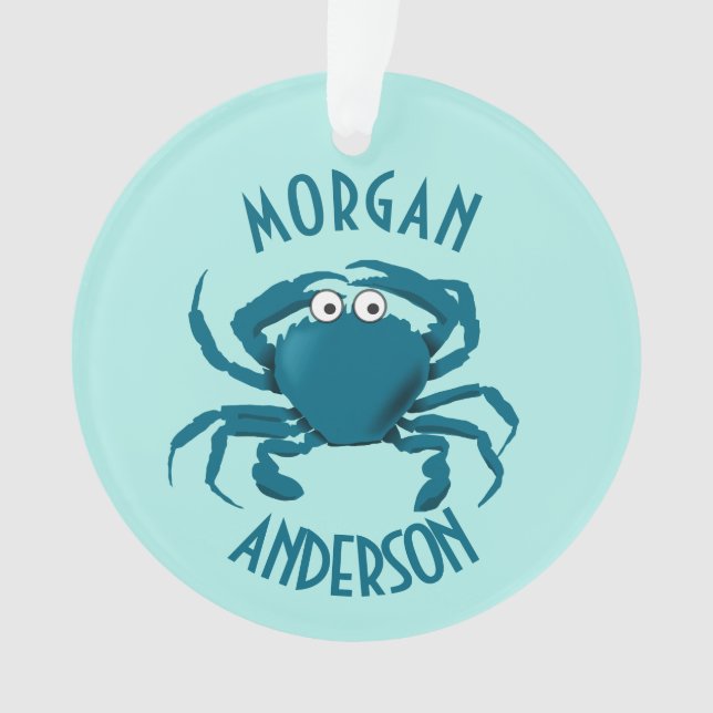 Blue Crab Beach Thema Geschenk Ornament (Vorderseite)