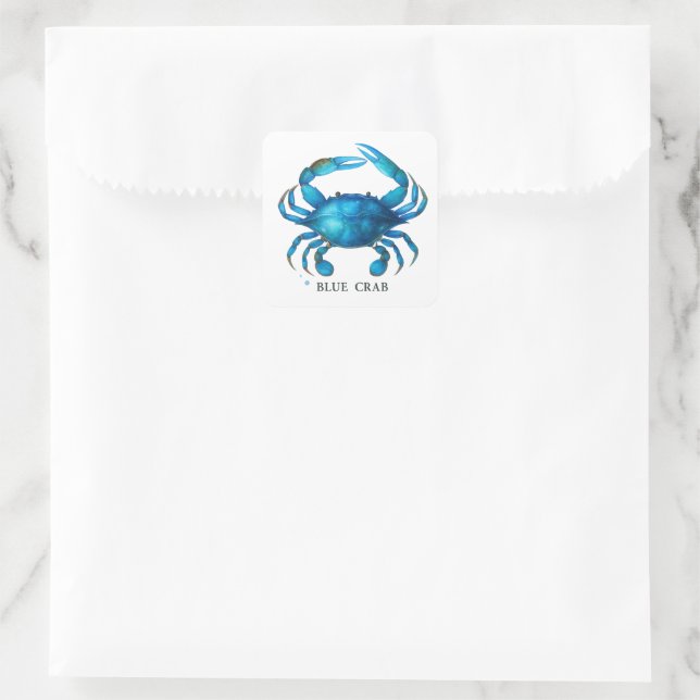 Blue Crab Frische Pasta machen Quadratischer Aufkleber (Tasche)
