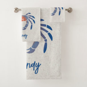 Blue Crab Logo Badhandtuch Set