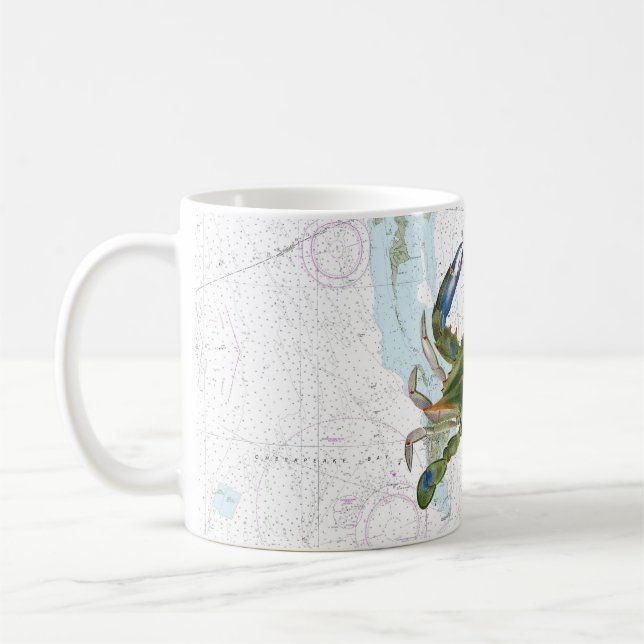 Blue Crab mit Chesapeake Bay Nautical Chart Kaffeetasse (Links)