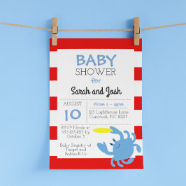 Blue Crab Nautical Baby Dusche Einladung